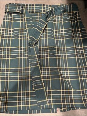 Carolina Belle Green and Yellow Plaid Chinos with Self-Fabric Belt